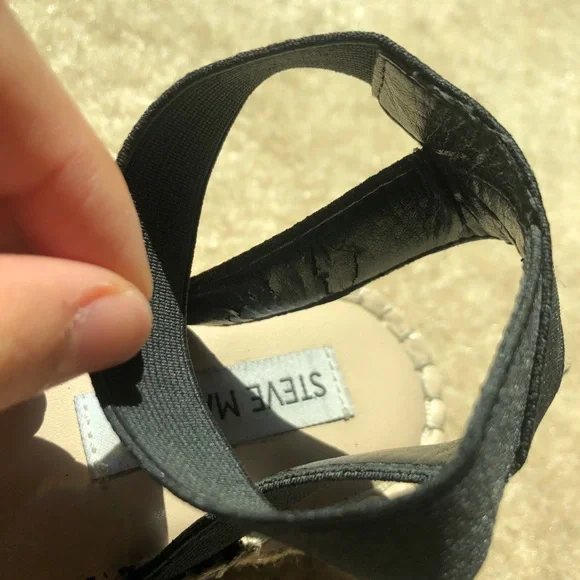 Steve Madden Black Suede Espadrilles Size 6.5 - Picture 4 of 6